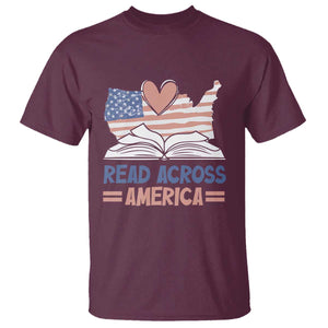 Funny National Reading Month Books Readers T Shirt Reading Across America Teacher American Flag TS11 Maroon Print Your Wear