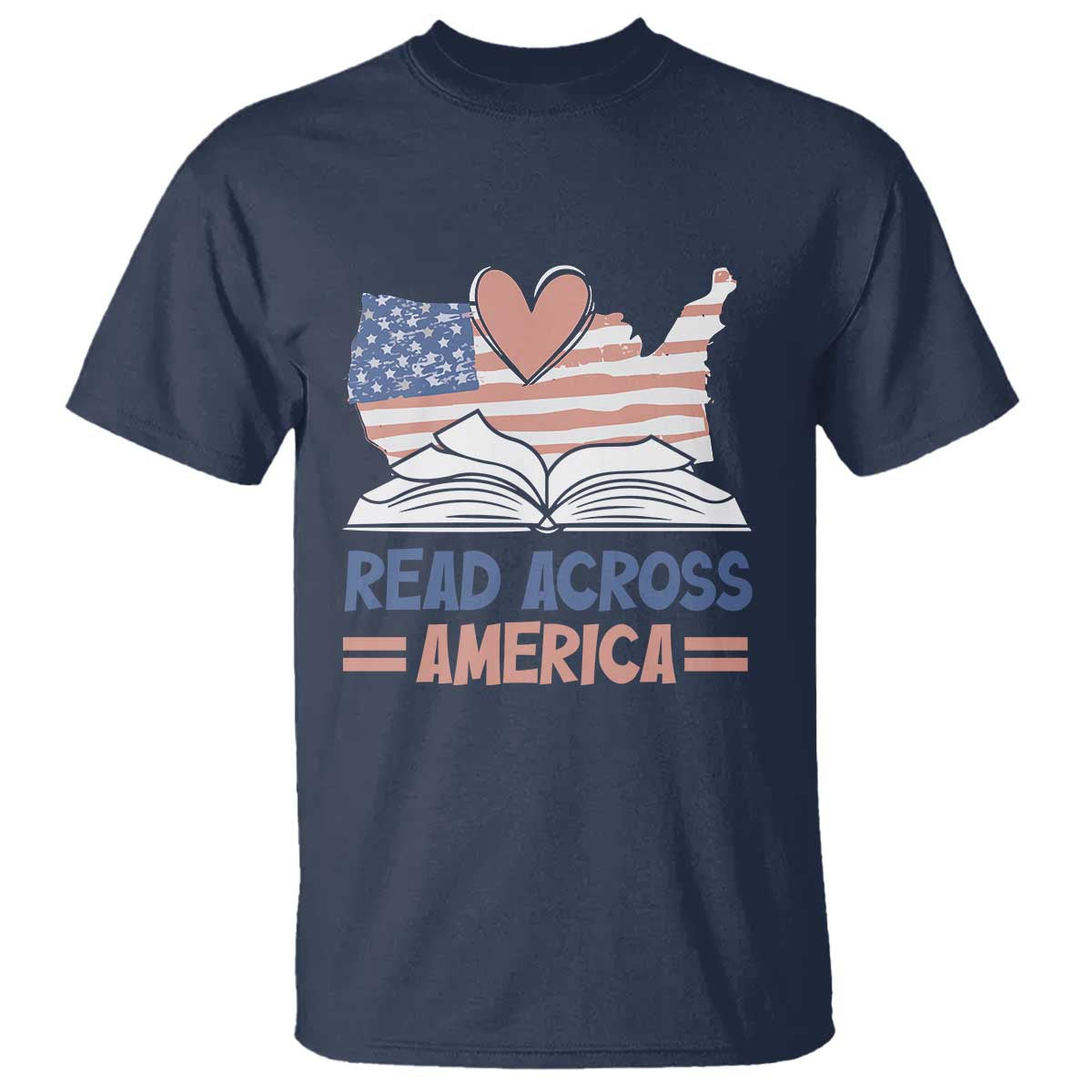 Funny National Reading Month Books Readers T Shirt Reading Across America Teacher American Flag TS11 Navy Print Your Wear