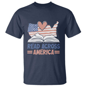 Funny National Reading Month Books Readers T Shirt Reading Across America Teacher American Flag TS11 Navy Print Your Wear