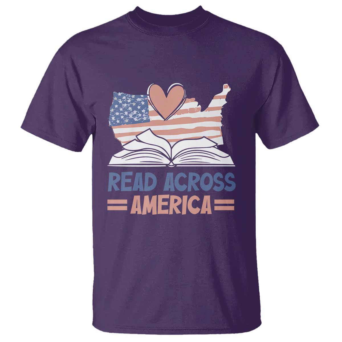 Funny National Reading Month Books Readers T Shirt Reading Across America Teacher American Flag TS11 Purple Print Your Wear