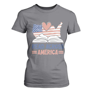 Funny National Reading Month Books Readers T Shirt For Women Reading Across America Teacher American Flag TS11 Charcoal Print Your Wear