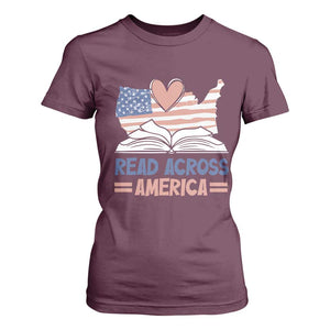 Funny National Reading Month Books Readers T Shirt For Women Reading Across America Teacher American Flag TS11 Maroon Print Your Wear