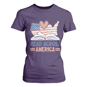 Funny National Reading Month Books Readers T Shirt For Women Reading Across America Teacher American Flag TS11 Purple Print Your Wear