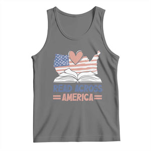 Funny National Reading Month Books Readers Tank Top Reading Across America Teacher American Flag TS11 Black Heather Print Your Wear