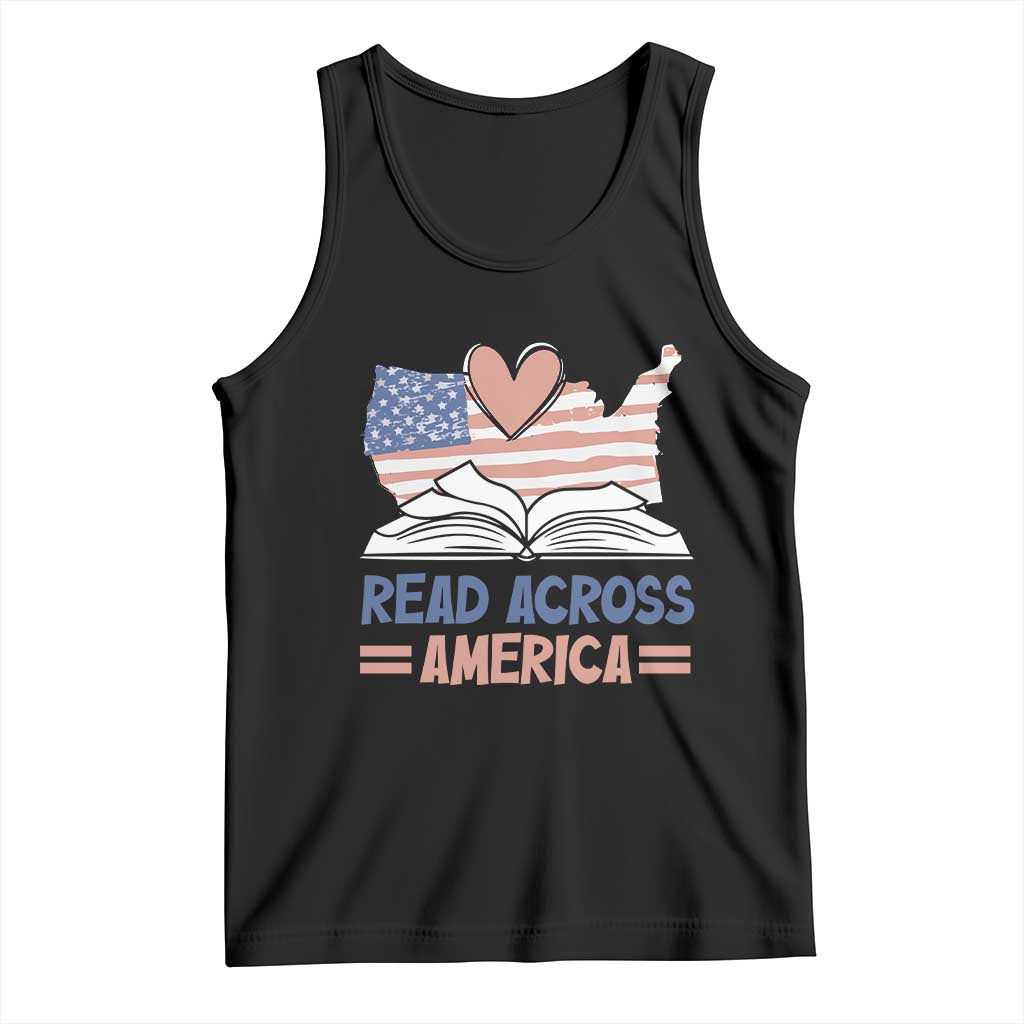Funny National Reading Month Books Readers Tank Top Reading Across America Teacher American Flag TS11 Black Print Your Wear