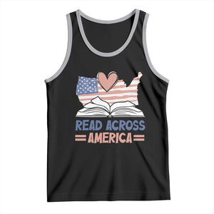 Funny National Reading Month Books Readers Tank Top Reading Across America Teacher American Flag TS11 Black Athletic Heather Print Your Wear