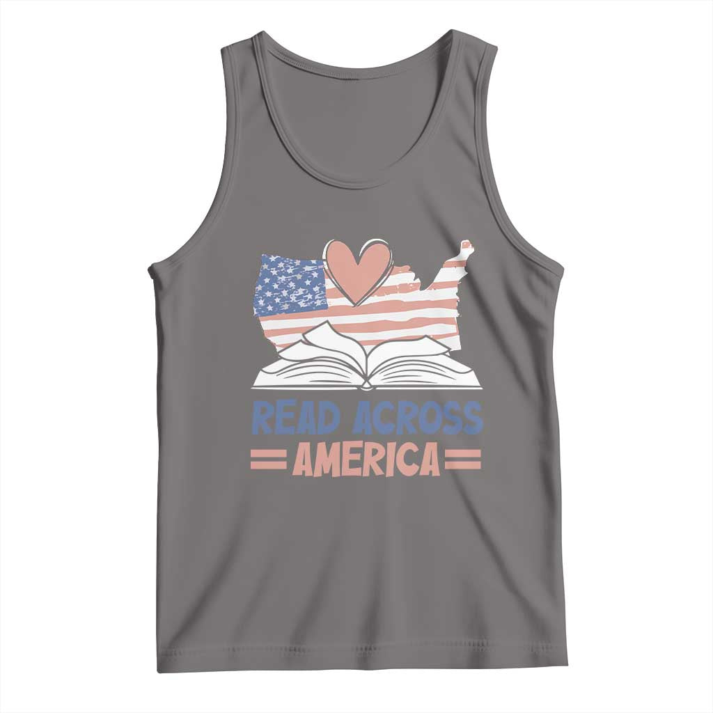 Funny National Reading Month Books Readers Tank Top Reading Across America Teacher American Flag TS11 Deep Heather Print Your Wear
