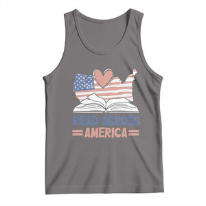 Funny National Reading Month Books Readers Tank Top Reading Across America Teacher American Flag TS11 Deep Heather Print Your Wear