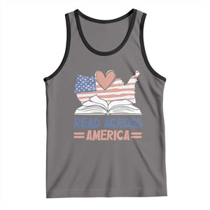 Funny National Reading Month Books Readers Tank Top Reading Across America Teacher American Flag TS11 Deep Heather Black Print Your Wear