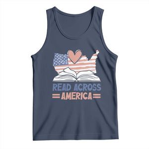 Funny National Reading Month Books Readers Tank Top Reading Across America Teacher American Flag TS11 Navy Print Your Wear