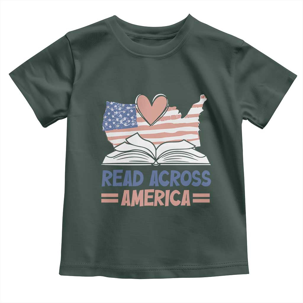 Funny National Reading Month Books Readers Toddler T Shirt Reading Across America Teacher American Flag TS11 Dark Forest Green Print Your Wear