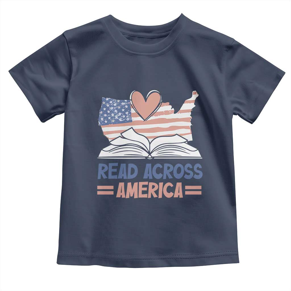 Funny National Reading Month Books Readers Toddler T Shirt Reading Across America Teacher American Flag TS11 Navy Print Your Wear