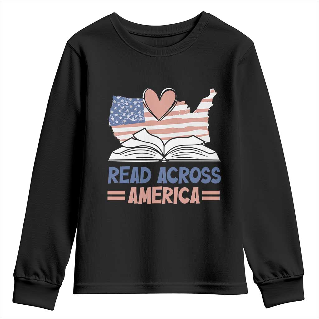 Funny National Reading Month Books Readers Youth Sweatshirt Reading Across America Teacher American Flag TS11 Black Print Your Wear