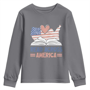 Funny National Reading Month Books Readers Youth Sweatshirt Reading Across America Teacher American Flag TS11 Charcoal Print Your Wear