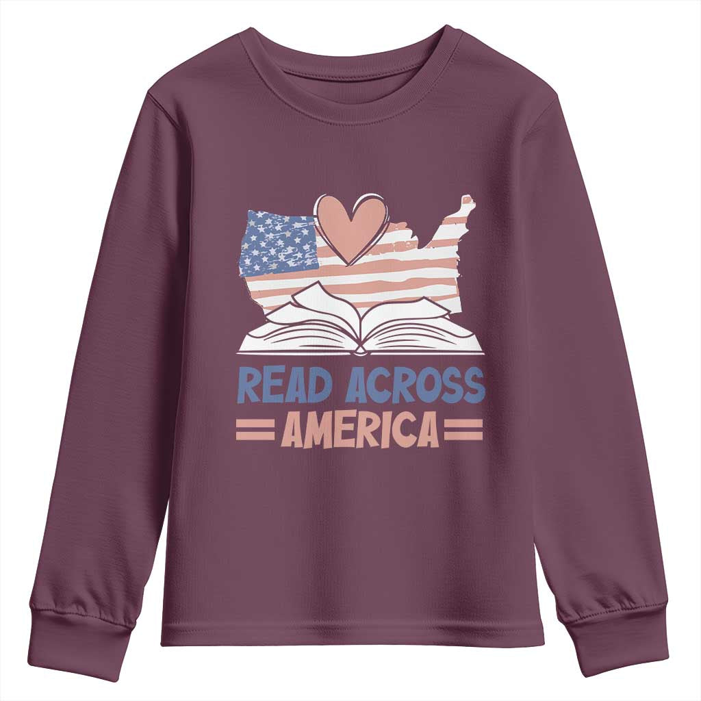 Funny National Reading Month Books Readers Youth Sweatshirt Reading Across America Teacher American Flag TS11 Maroon Print Your Wear