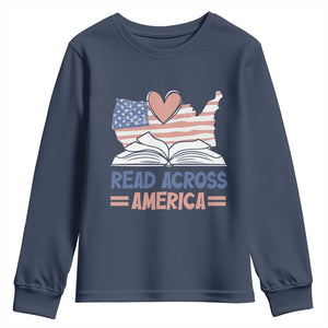 Funny National Reading Month Books Readers Youth Sweatshirt Reading Across America Teacher American Flag TS11 Navy Print Your Wear