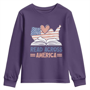 Funny National Reading Month Books Readers Youth Sweatshirt Reading Across America Teacher American Flag TS11 Purple Print Your Wear