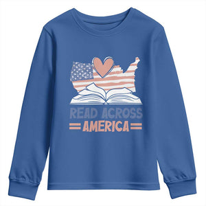 Funny National Reading Month Books Readers Youth Sweatshirt Reading Across America Teacher American Flag TS11 Royal Blue Print Your Wear