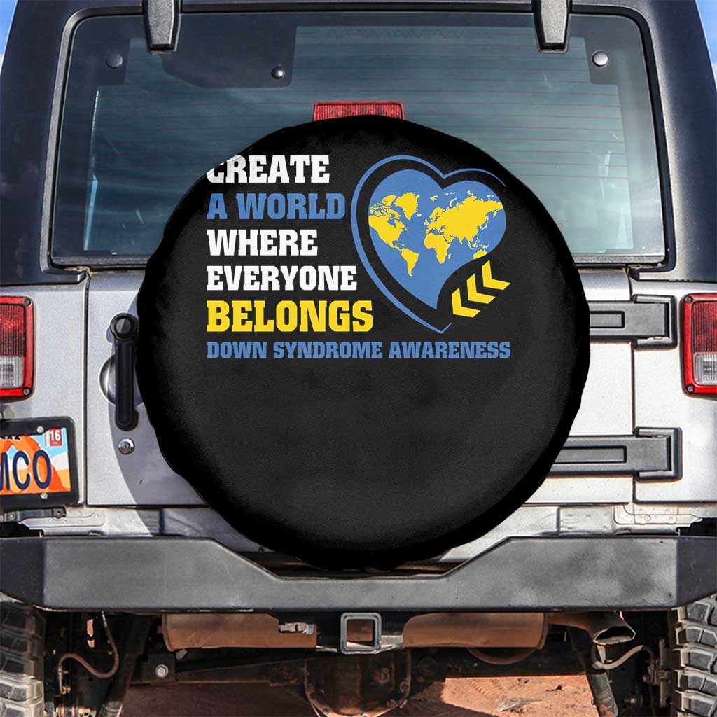 Down Syndrome Awareness Spare Tire Cover Create A World Where Everyone Belongs Heart TS11 No hole Black Print Your Wear