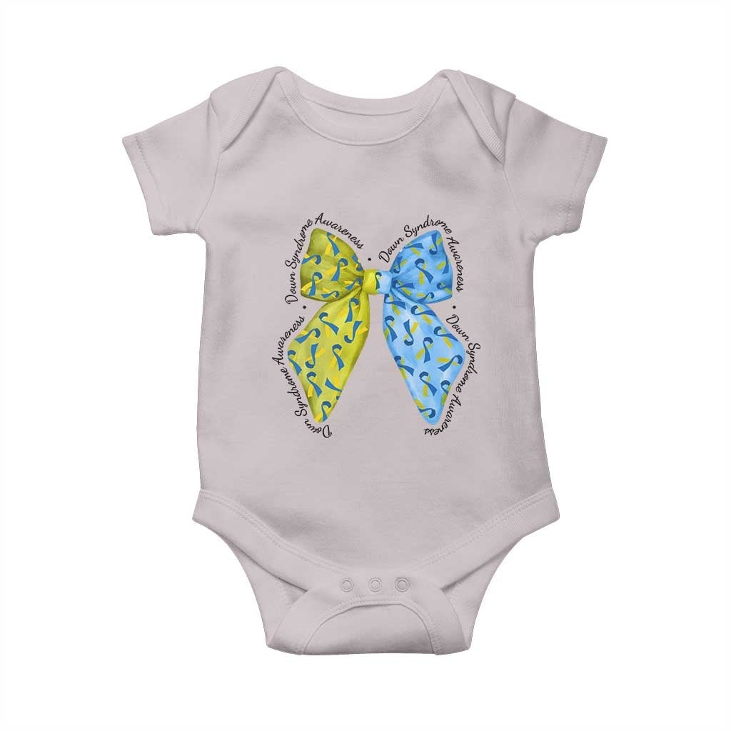 Down Syndrome Awareness Coquette Bow Ribbon Baby Onesie TS11 Ice Gray Print Your Wear
