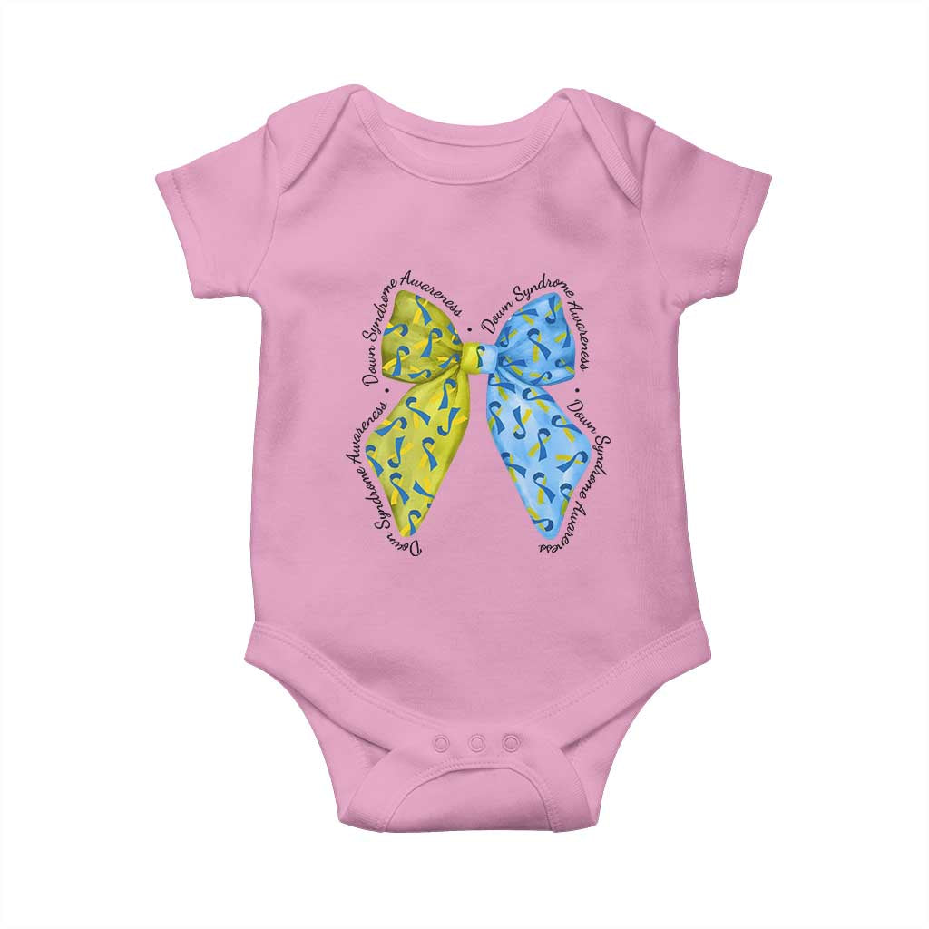 Down Syndrome Awareness Coquette Bow Ribbon Baby Onesie TS11 Light Pink Print Your Wear