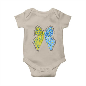 Down Syndrome Awareness Coquette Bow Ribbon Baby Onesie TS11 Sand Print Your Wear
