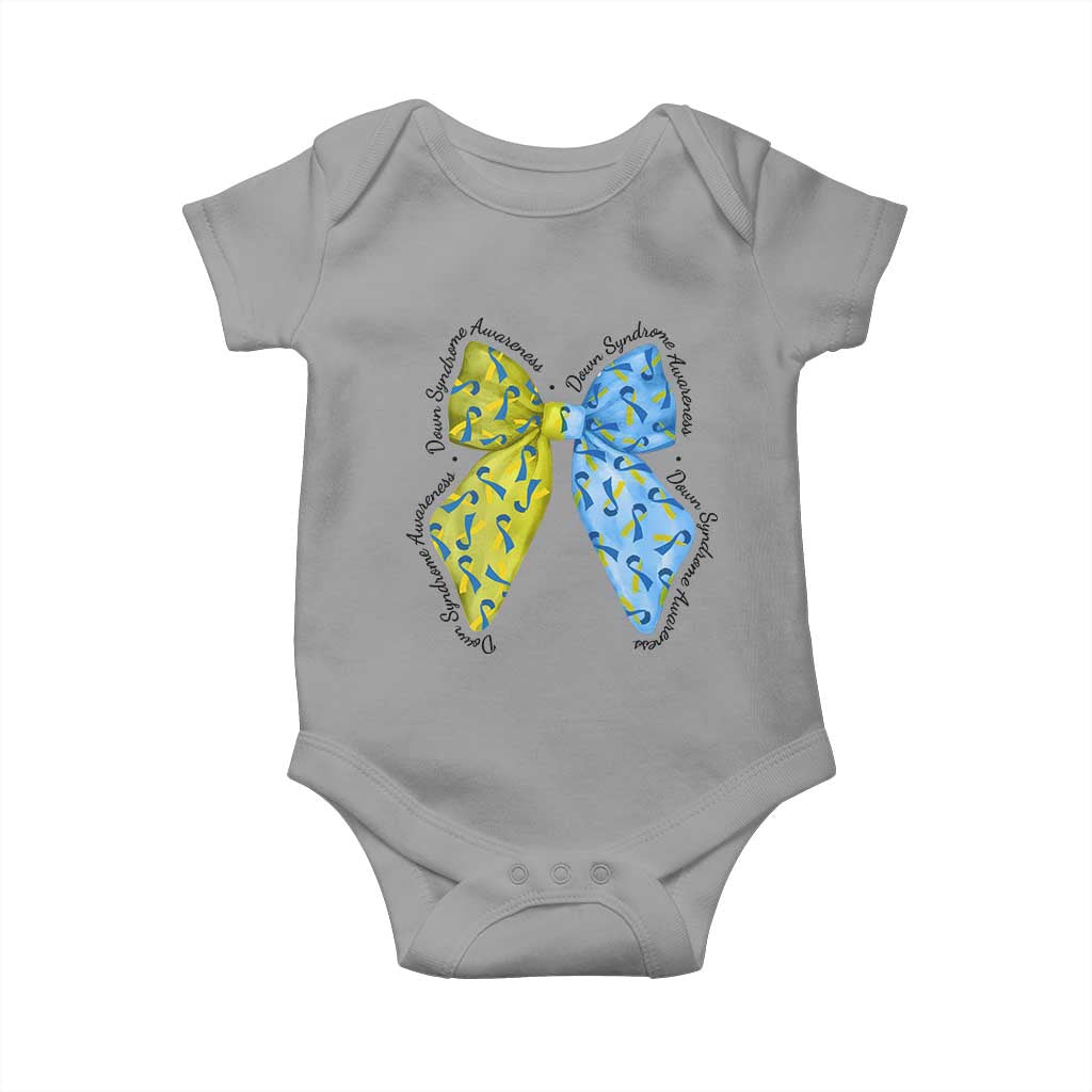 Down Syndrome Awareness Coquette Bow Ribbon Baby Onesie TS11 Sport Gray Print Your Wear