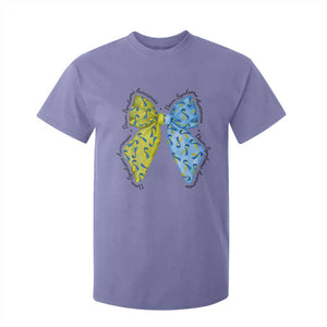 Down Syndrome Awareness Coquette Bow Ribbon T Shirt For Kid TS11 Violet Print Your Wear