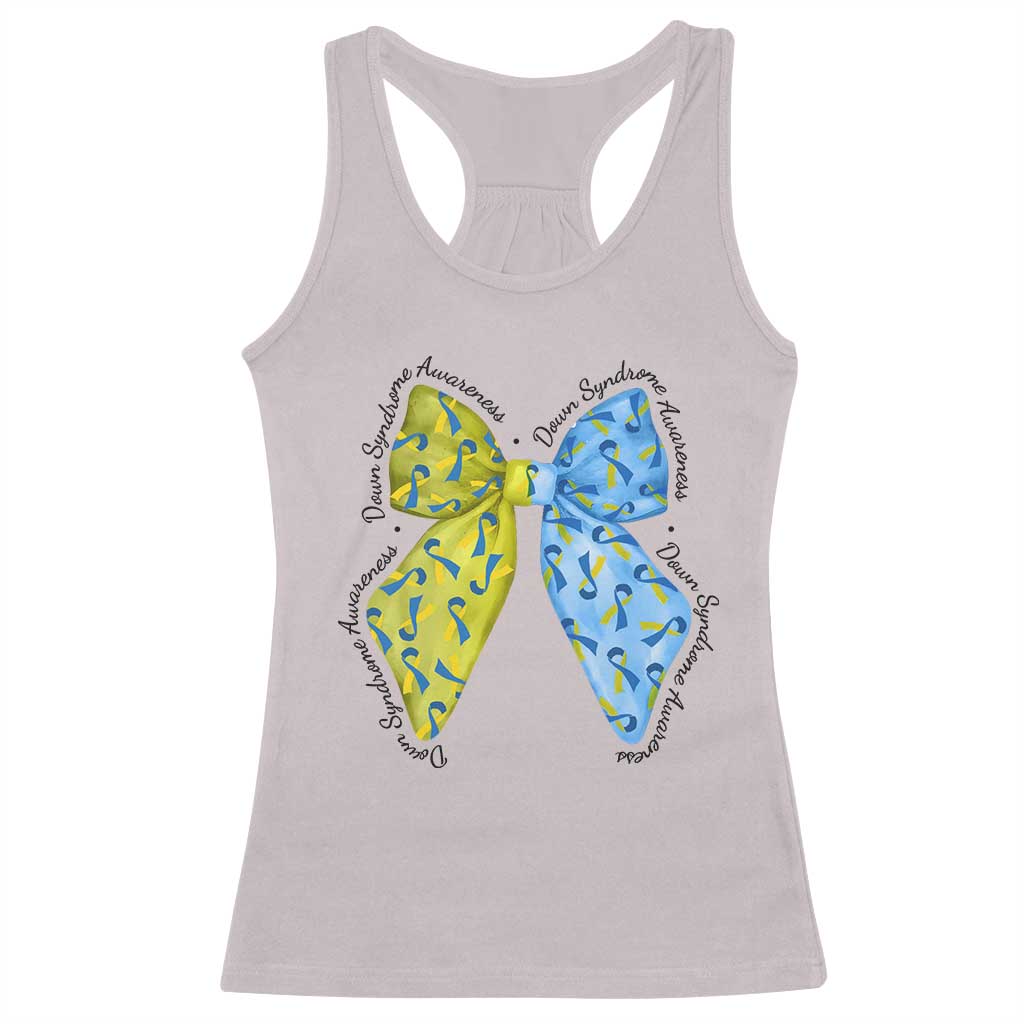 Down Syndrome Awareness Coquette Bow Ribbon Racerback Tank Top TS11 Ice Gray Print Your Wear