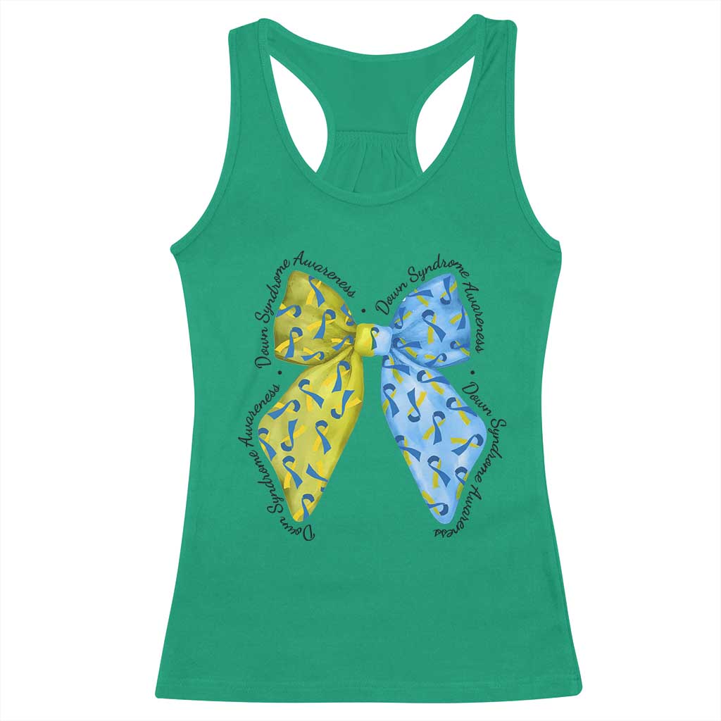 Down Syndrome Awareness Coquette Bow Ribbon Racerback Tank Top TS11 Irish Green Print Your Wear