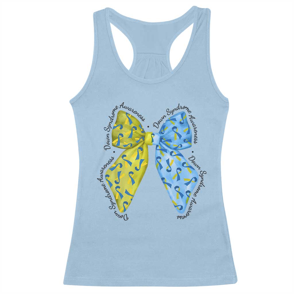 Down Syndrome Awareness Coquette Bow Ribbon Racerback Tank Top TS11 Light Blue Print Your Wear