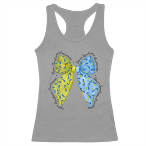 Down Syndrome Awareness Coquette Bow Ribbon Racerback Tank Top TS11 Sport Gray Print Your Wear