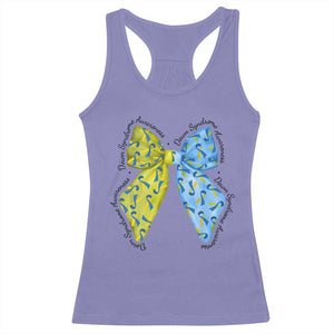 Down Syndrome Awareness Coquette Bow Ribbon Racerback Tank Top TS11 Violet Print Your Wear