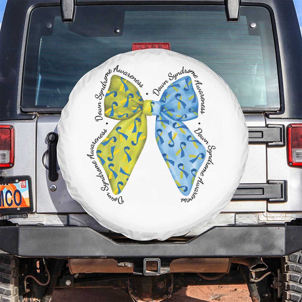 Down Syndrome Awareness Coquette Bow Ribbon Spare Tire Cover TS11 No hole White Print Your Wear