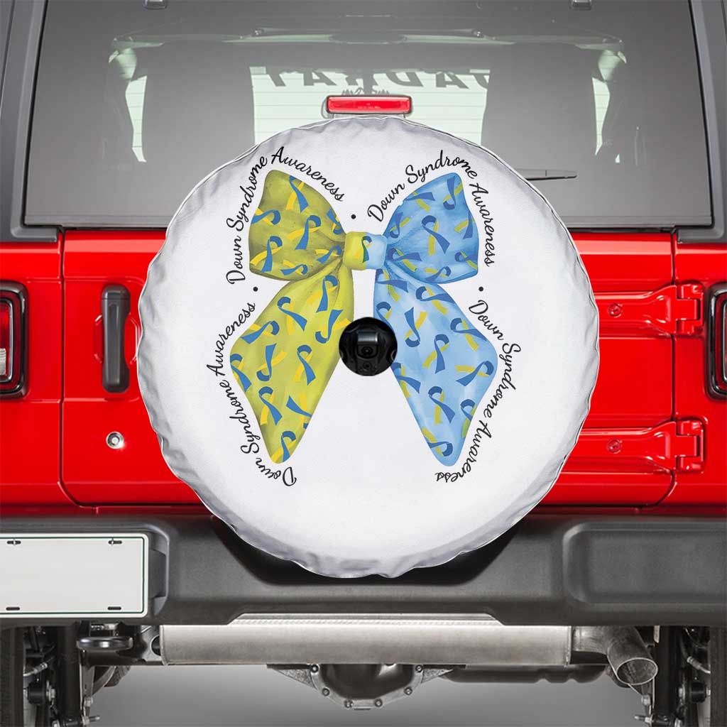 Down Syndrome Awareness Coquette Bow Ribbon Spare Tire Cover TS11 White Print Your Wear