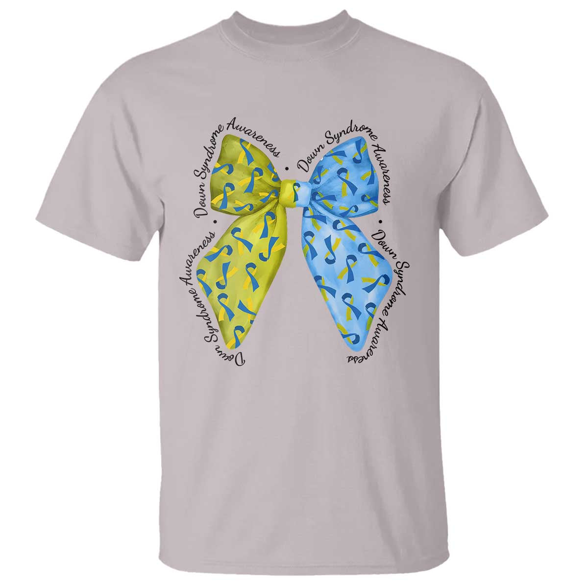 Down Syndrome Awareness Coquette Bow Ribbon T Shirt TS11 Ice Gray Print Your Wear