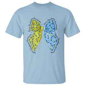 Down Syndrome Awareness Coquette Bow Ribbon T Shirt TS11 Light Blue Print Your Wear