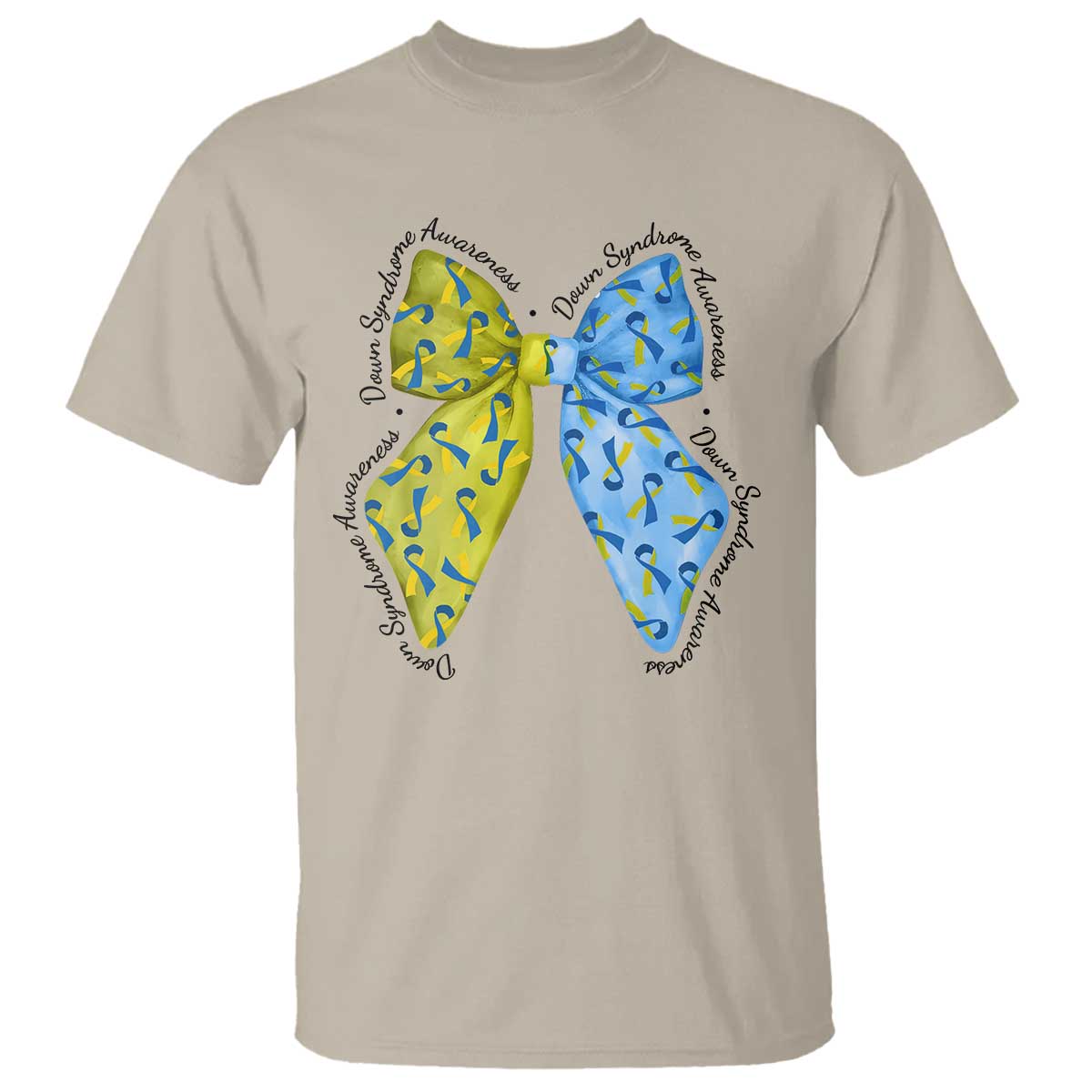 Down Syndrome Awareness Coquette Bow Ribbon T Shirt TS11 Sand Print Your Wear