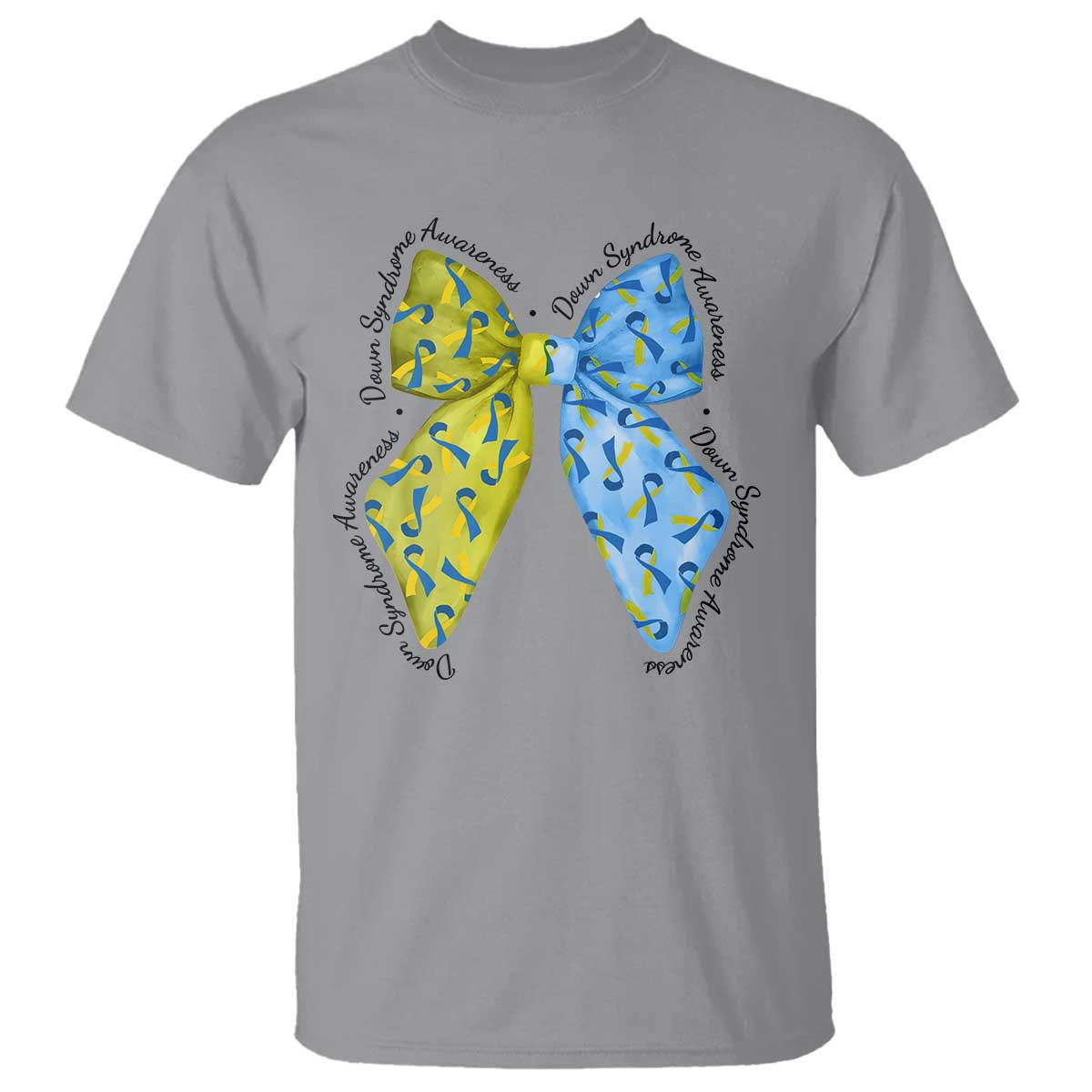 Down Syndrome Awareness Coquette Bow Ribbon T Shirt TS11 Sport Gray Print Your Wear