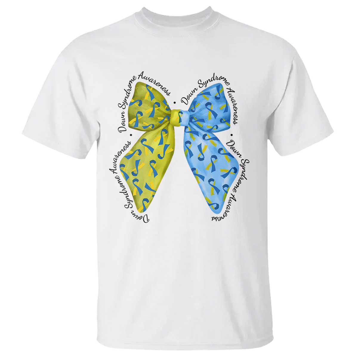 Down Syndrome Awareness Coquette Bow Ribbon T Shirt TS11 White Print Your Wear
