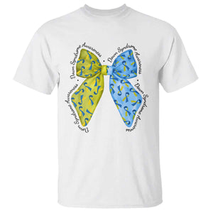 Down Syndrome Awareness Coquette Bow Ribbon T Shirt TS11 White Print Your Wear