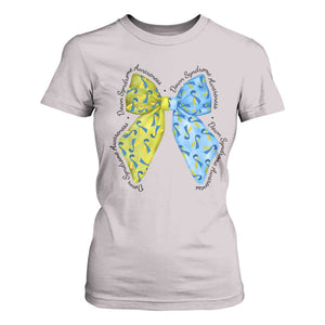 Down Syndrome Awareness Coquette Bow Ribbon T Shirt For Women TS11 Ice Gray Print Your Wear