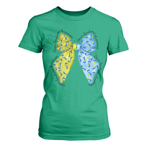 Down Syndrome Awareness Coquette Bow Ribbon T Shirt For Women TS11 Irish Green Print Your Wear