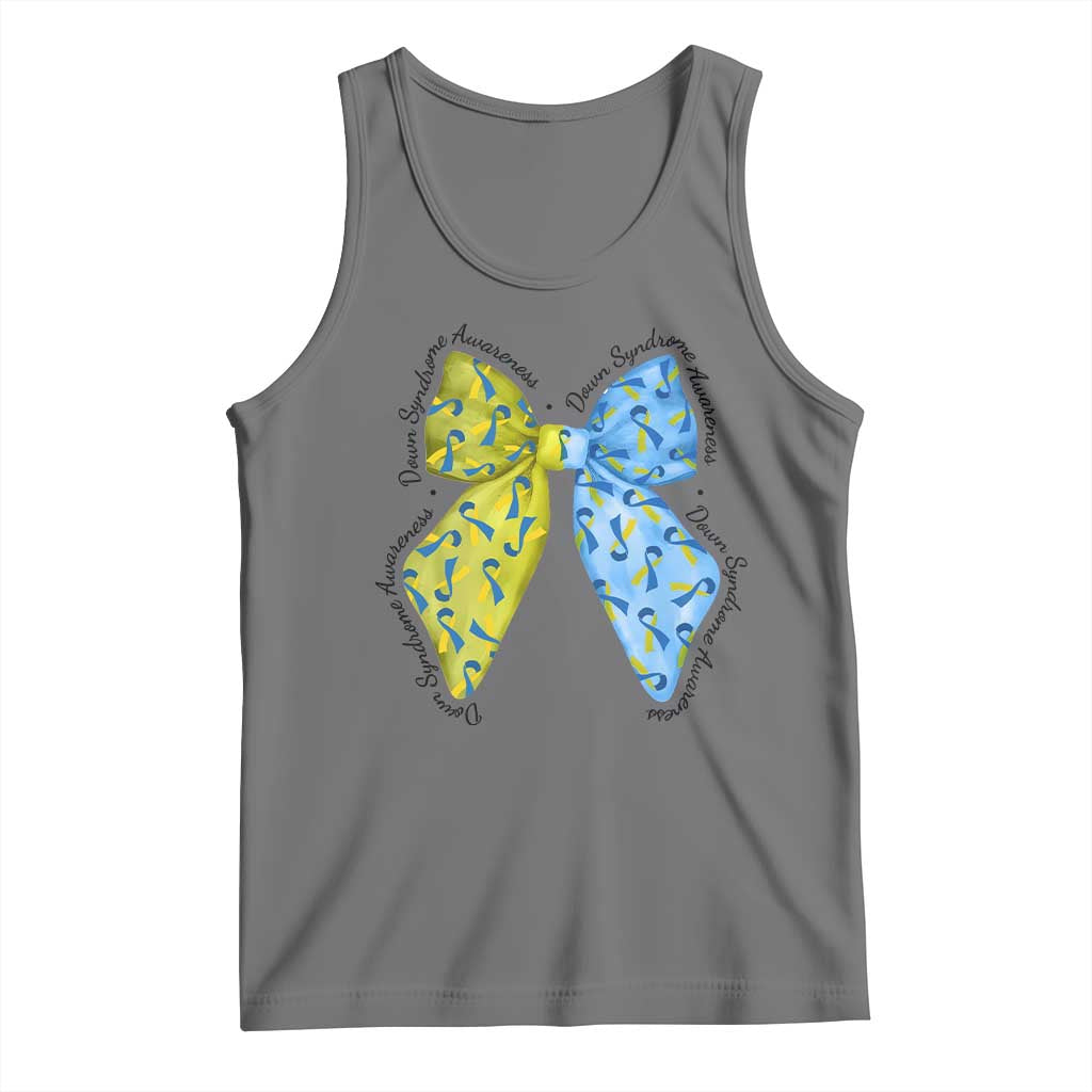 Down Syndrome Awareness Coquette Bow Ribbon Tank Top TS11 Black Heather Print Your Wear