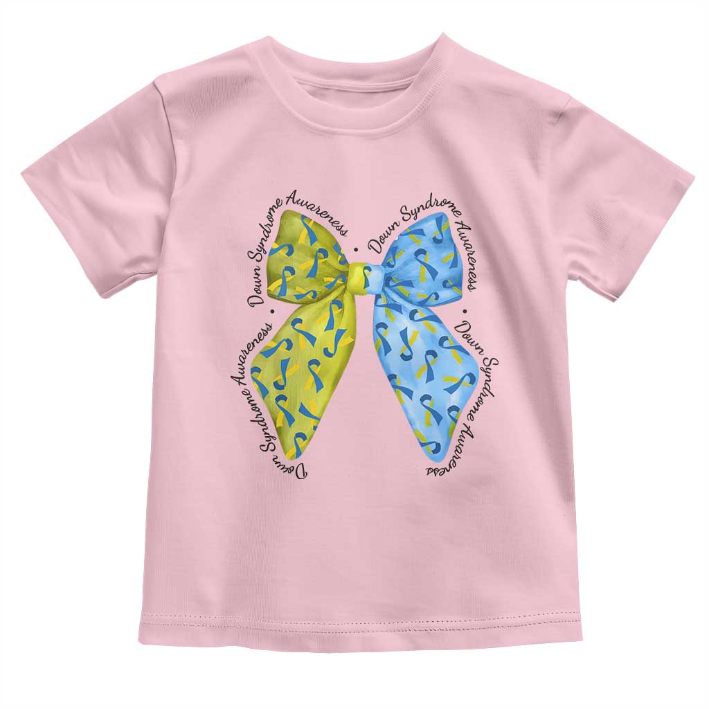 Down Syndrome Awareness Coquette Bow Ribbon Toddler T Shirt TS11 Light Pink Print Your Wear