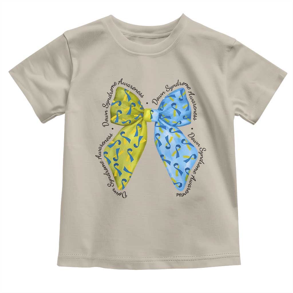 Down Syndrome Awareness Coquette Bow Ribbon Toddler T Shirt TS11 Sand Print Your Wear