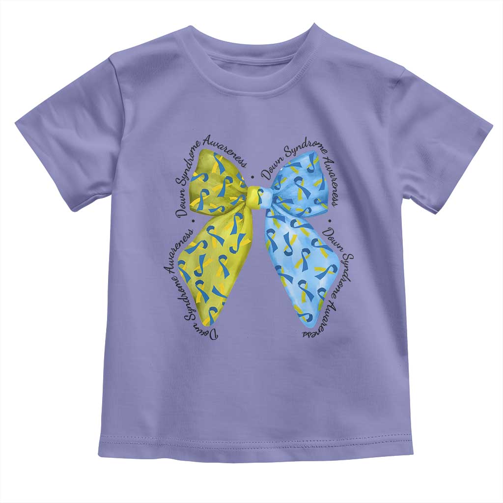 Down Syndrome Awareness Coquette Bow Ribbon Toddler T Shirt TS11 Violet Print Your Wear