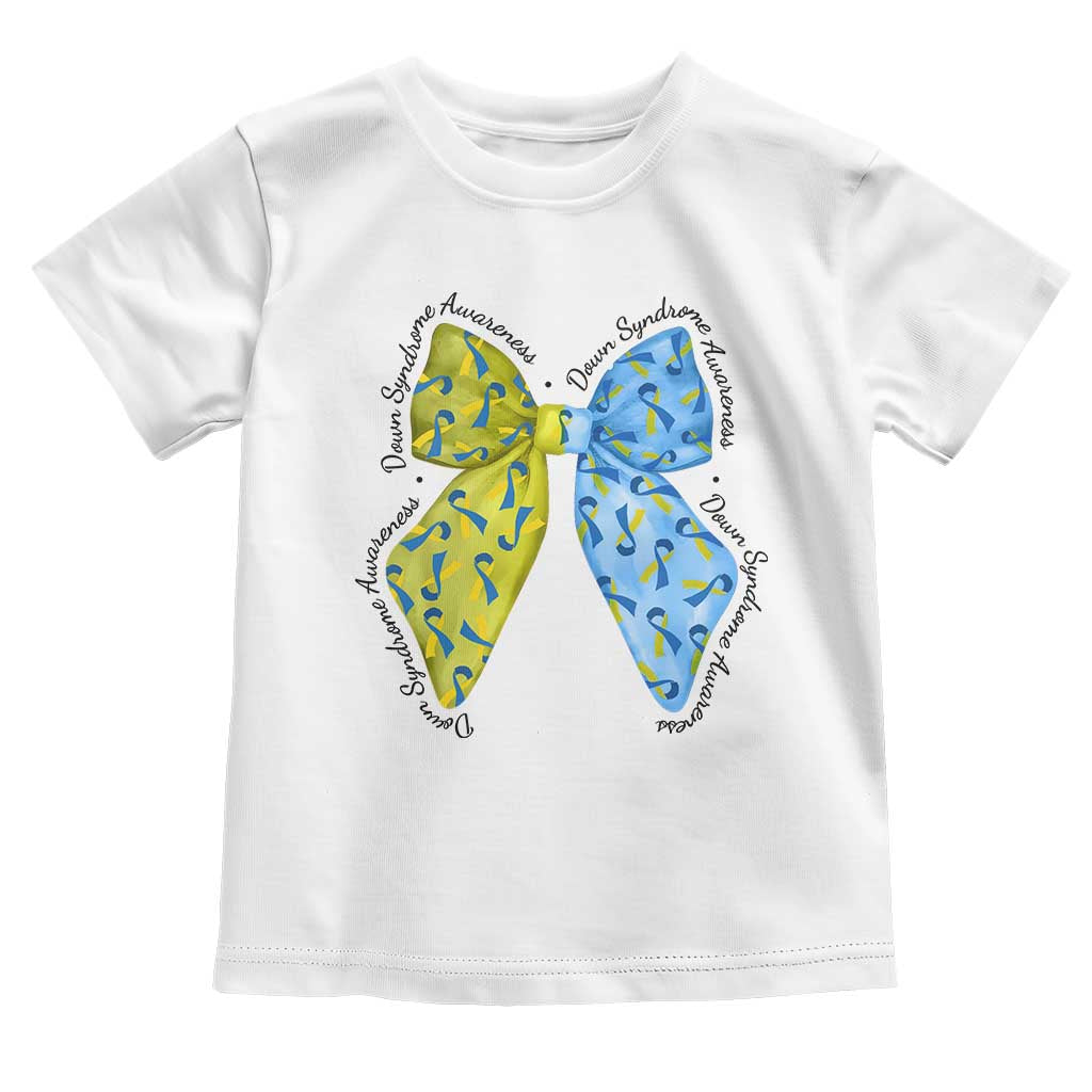 Down Syndrome Awareness Coquette Bow Ribbon Toddler T Shirt TS11 White Print Your Wear