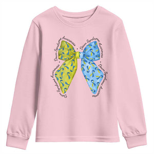 Down Syndrome Awareness Coquette Bow Ribbon Youth Sweatshirt TS11 Light Pink Print Your Wear