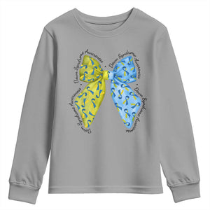 Down Syndrome Awareness Coquette Bow Ribbon Youth Sweatshirt TS11 Sport Gray Print Your Wear